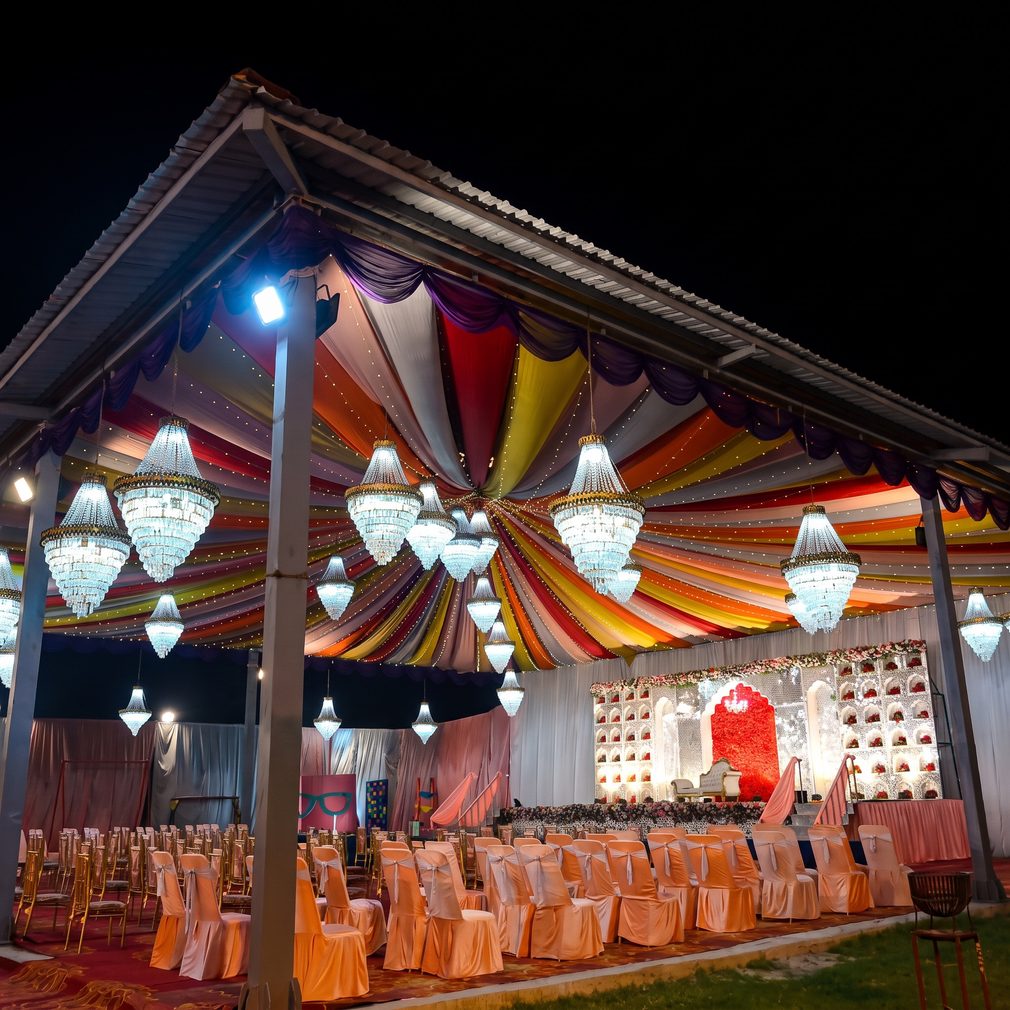 Evening celebration decor at the Lotus Club property