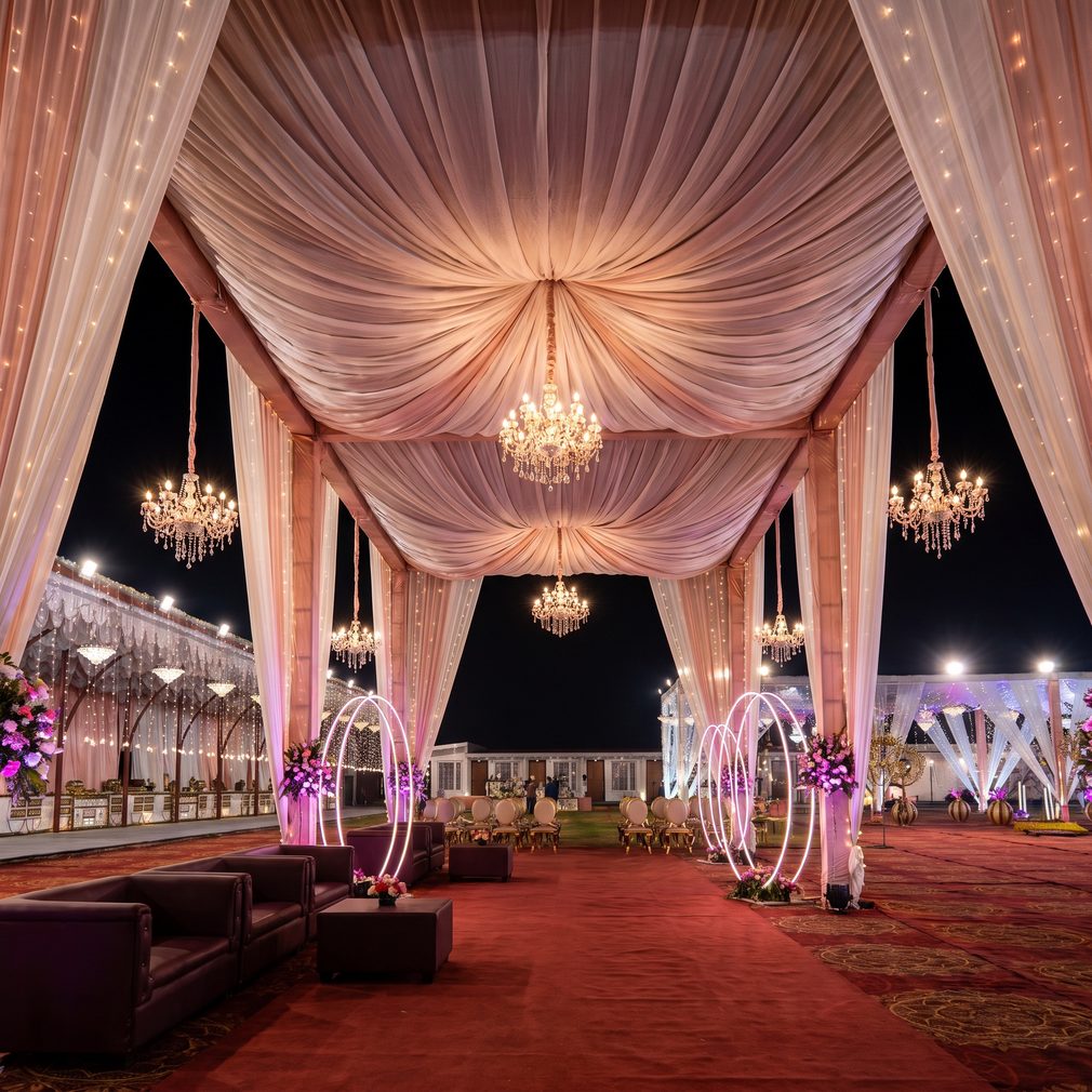 Outdoor celebration decor at the Lotus Resort property